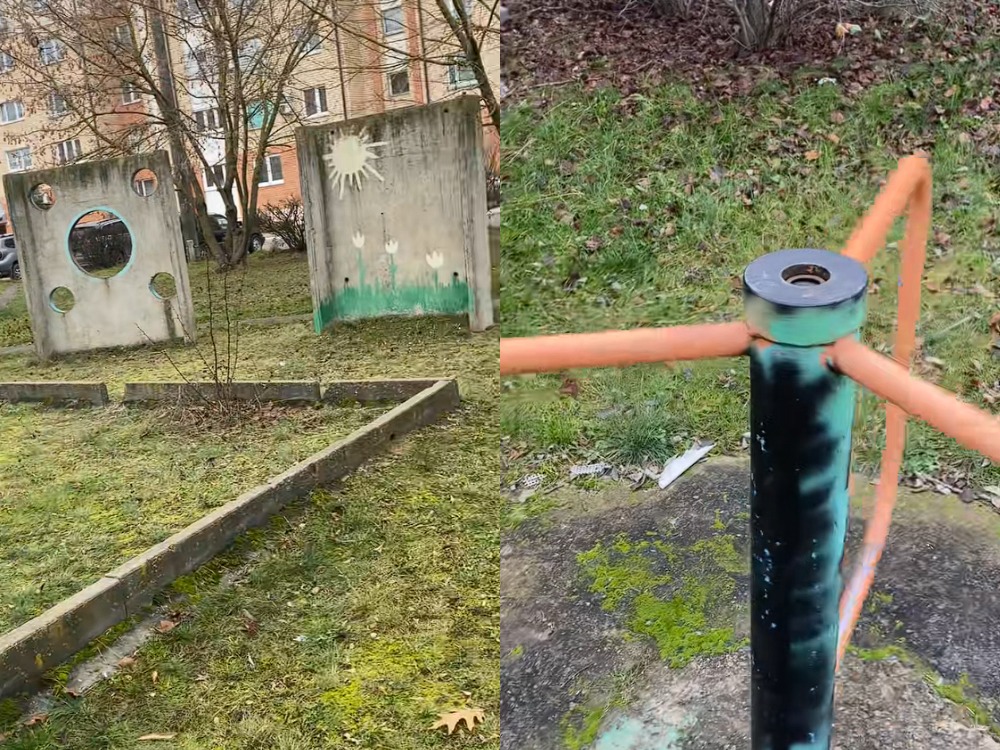 детская площадка в полуразрушенном состоянии